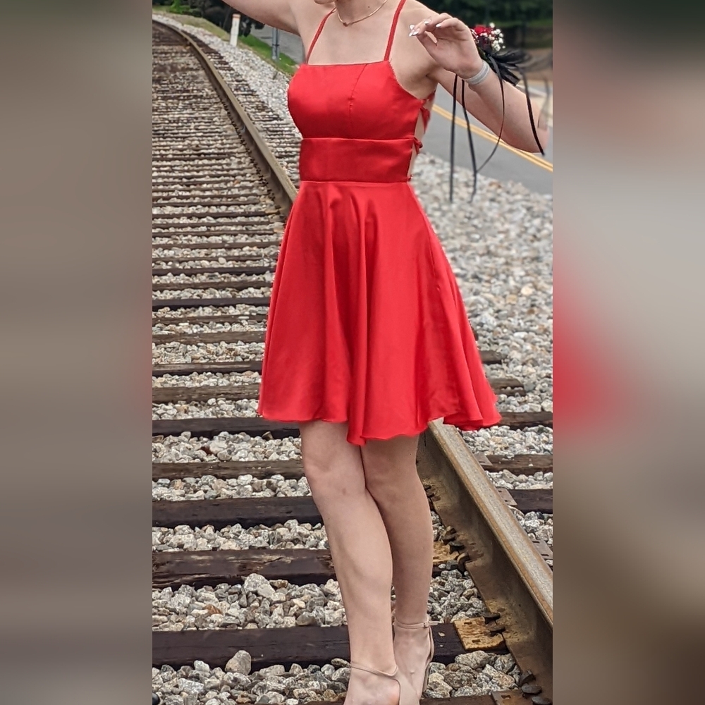 Homecoming Red Satin Formal Short Dress